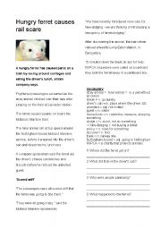 English worksheet: Hungry ferret on the train - reading comprehension