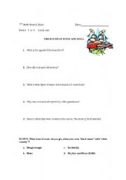 English Worksheet: Roots of Rock and Roll Worksheet