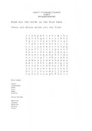 English Worksheet: Basic Crossword for Classrom Vocab