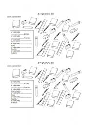 SCHOOL OBJECTS AND NUMBERS 1-10