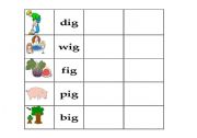 English worksheets: ig family words worksheet