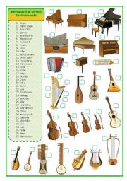 English Worksheet: Keyboard and stringed musical instruments