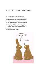 English Worksheet: Easter Tongue Twisters