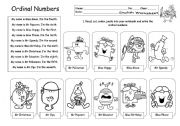English Worksheet: Ordinal numbers with Mr Men and Little Miss