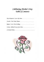 English worksheet: Table of Contents for a Mothers Day Book