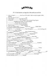 English Worksheet: Articles