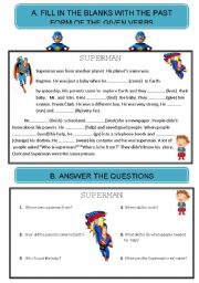English Worksheet: Superman (past tense)