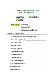 English Worksheet: Present Continuous Actions