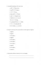 English Worksheet: Verb to be