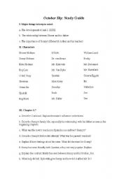 English worksheets: October Sky Study Guide