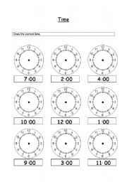 English Worksheet: Draw the Time