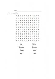 English worksheet: countries wordsearcher