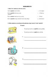 English worksheet: Used to and used for