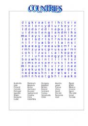 English Worksheet: wordsearch countries and flags