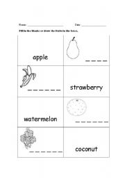 English Worksheet: fruits worksheet