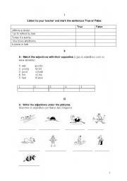 English Worksheet: Transports and Opposite Adjectives