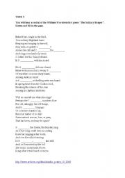 English worksheets: Fill in the missing gaps - William Wordsworth´s ...