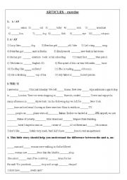 English Worksheet: Articles-exercise