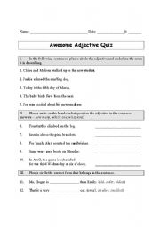 English Worksheet: adjective quiz