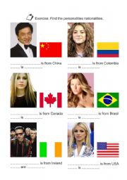 English Worksheet: The personalities nationalities