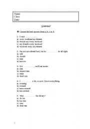 English Worksheet: Grammar 1