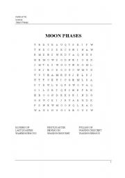 English Worksheet: Moon Phases Puzzle