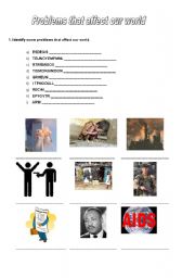 English Worksheet: Problems that affect our world