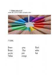 English Worksheet: what color is it?