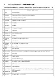 English worksheet: Word definition and word formation group B answer key