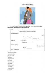 English Worksheet: In the clothes shop