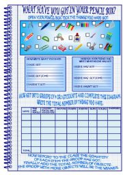 English Worksheet: WHAT HAVE YOU GOT IN YOUR PENCIL BOX?-HAVE/HAS GOT