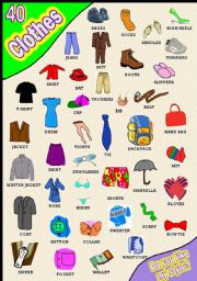 CLOTHES PICTIONARY 40 ITEMS WOW
