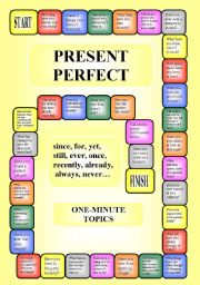 English Worksheet: Boardgame - Present Perfect + since, for, ever, already, still, yet... (editable)