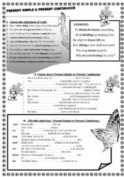 English Worksheet: PRESENT SIMPLE & PRESENT CONTINUOUS 2p b-w