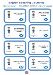 English Speaking Countries - Question cards 6 - Scotland