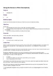 English Worksheet: Descriptive writing.