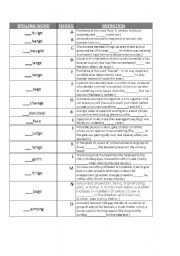 English worksheet: General Vocabulary Matching + answer sheet