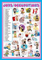 JOBS /OCCUPATIONS (Fully editable) - ESL worksheet by Rosario Pacheco