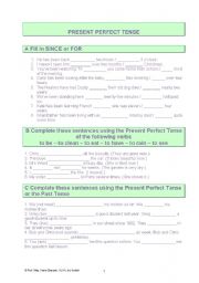 English Worksheet: present perfect tense