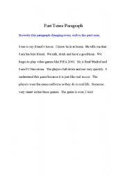 English worksheet: Re-write the paragraph with using simple past tense