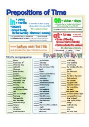 English Worksheet: In-On-At Time Prepositions