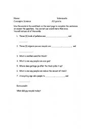 English Worksheet: Recycling Vocabulary practice