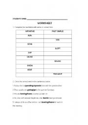 English worksheet: review present an past simple and continuos