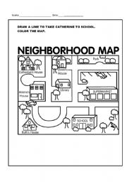 English Worksheet: Neighborhood map