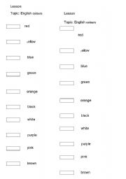 English worksheet: English colours test