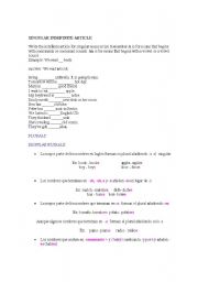 English worksheet: exercises for article A/ AN and plurals