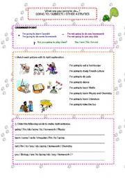 English Worksheet: What are you going to do? goint to /subjects and other activities