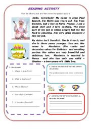 READING ACTIVITY - A FRENCH CHEF