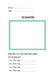English Worksheet: My monster 