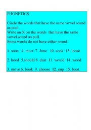 English worksheet: phonetics